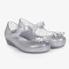 MINI MELISSA GIRLS SILVER FLOWER JELLY SHOES