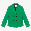 Msgm Peak-lapels Double-breasted Blazer In Green