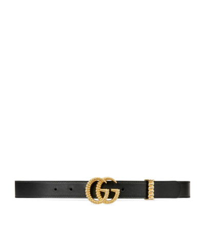 Gucci Leather Belt With Torchon Double G Buckle In Black