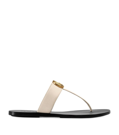 Gucci Leather Double G Sandals In White