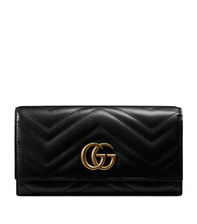 Gucci Leather Marmont Continental Wallet In Black