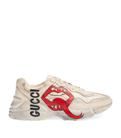 Gucci Rhyton Logo-print Leather Trainers In White