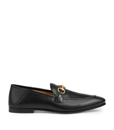 Gucci Leather Horsebit Loafers In Black