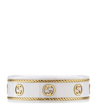 Gucci Yellow Gold Icon Ring In White