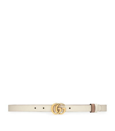 Gucci Leather Reversible Double G Belt In White