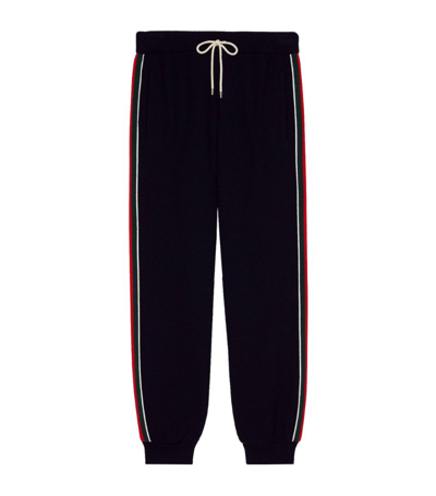 Gucci Wool Jersey Track Bottoms With Web In Blue