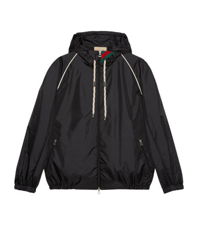 Gucci Web Stripe Hooded Jacket In Black