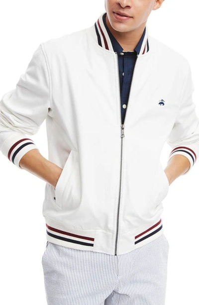 Brooks Brothers Tennis Knit Track Jacket In White