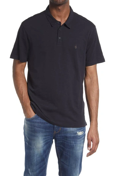 John Varvatos Victor Solid Slub Cotton Polo In Black