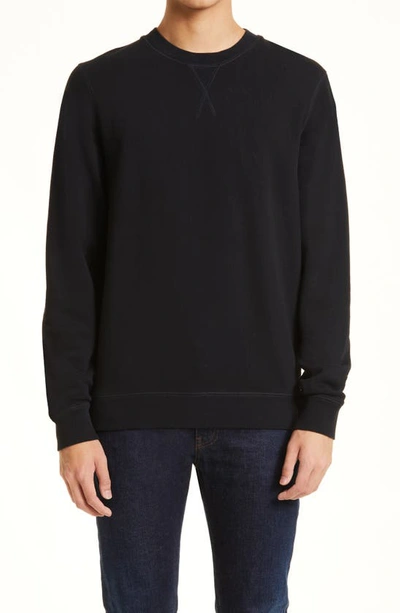 Sunspel Crewneck Cotton French Terry Sweatshrt In Black