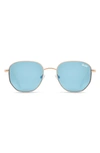Quay Big Time 47mm Polarized Round Sunglasses In Rose,blue