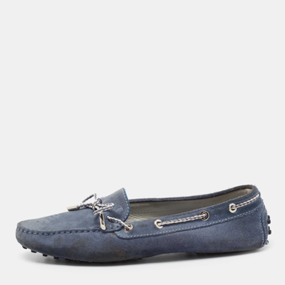 Pre-owned Tod's Blue Suede Gommini Driving Loafers Size 40