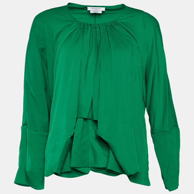 Pre-owned Givenchy Green Synthetic Draped Long Sleeve Blouse M