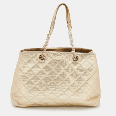 Pre-owned Kate Spade Metallic Gold Quilted Leather Maryanne Tote