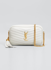 Saint Laurent Lou Mini Ysl Grain De Poudre Camera Crossbody Bag In White