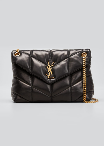 Saint Laurent Loulou Puffer Medium Ysl Flap Shoulder Bag In Nero