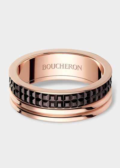 Boucheron Women's Quatre Classique Two-tone 18k Gold & Brown Pvd Large Wedding Band In Pink Gold