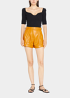 Simkhai Chance Vegan Leather Belted Shorts In Copper