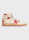 GOLDEN GOOSE MEN'S SKY-STAR DISTRESSED LEATHER HIGH TOP SNEAKERS