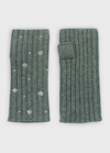 Portolano Fingerless Crystal Flower Gloves In Htr Med Grey