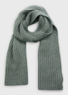 Portolano Ribbed Cashmere Scarf In Htr Med Grey