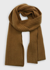 Portolano Ribbed Cashmere Scarf In Cammello Scuro