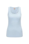 Hugo Boss Sleeveless Slim-fit Top In Organic Cotton With Stretch In Light Blue