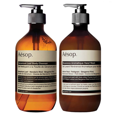 Aesop Geranium Cleanser And Reverence Hand Wash Duo