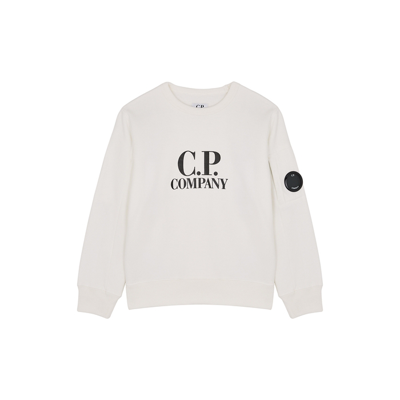 C.p. Company Kids' Logo印花棉卫衣 In White