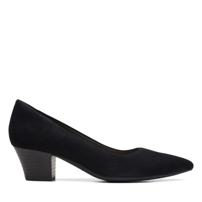 Clarks Teresa Step Womens Suede Pointed Toe Block Heels In Black