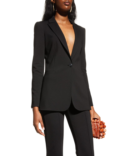 Alice And Olivia Breann Long Fitted Blazer In Black