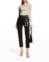 Simkhai Tessa Vegan Leather Cropped Trousers In Black