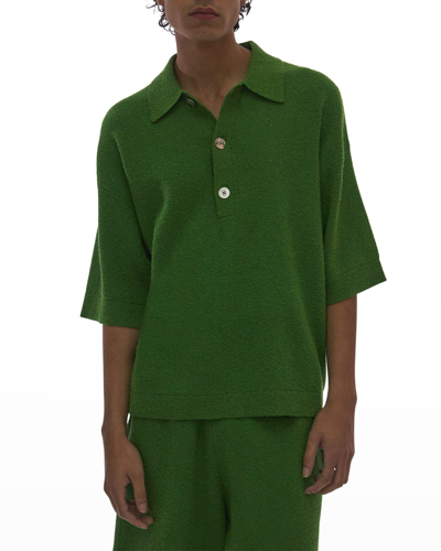 Helmut Lang Men's Oversized Terry Polo Shirt In Green