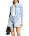 L Agence Women's Yari Collarless Open Front Denim Jacket In Highland