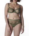 Simone Perele Delice Pattern-embroidered Woven Half-cup Bra In Safari