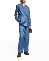 Loulou Studio New Sbiru Wide-leg Pants In Blue Melange
