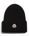 Moncler Ribbed-knit Virgin Wool Beanie In Dark Green