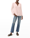 Michael Stars Zia Button-front Gauze Top In Rse