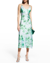 Ramy Brook Floral Printed Rowe Midi Dress In Capri Green Combo