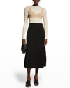 A.w.a.k.e. Ribbed-knit Colorblock A-line Maxi Dress In Beige Black
