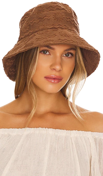Lack Of Color Wave Sun-embossed Terry Cotton Bucket Hat In Коричневый