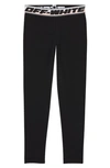 Off-white Logo Waistband Mid-rise Leggings In Black Black