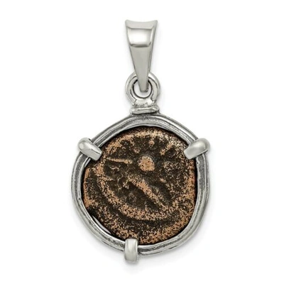 Pre-owned Accessories & Jewelry .925 Sterling Silver Antiqued Widows Mite Coin Warped Pendant Ancient Coin