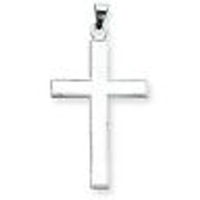 Pre-owned Goldia Gent's Ladies 14k White Gold Flat Design Crucifix Cross Religious Charm Pendant