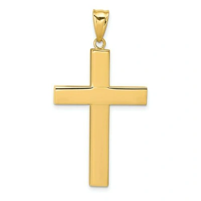 Pre-owned Goldia 14k Yellow Gold Polished Hollow Latin Cross Christianity Religious Pendant