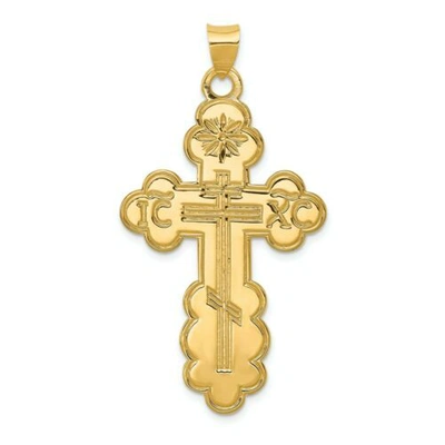 Pre-owned Goldia 14k Yellow Gold Solid Polished Casted Eastern Orthodox Cross Pendant