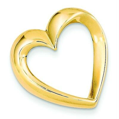 Pre-owned Accessories & Jewelry 14k Yellow Gold Polished Heart Shape Omega Slide Fashion Pendant For Necklace In Khaki