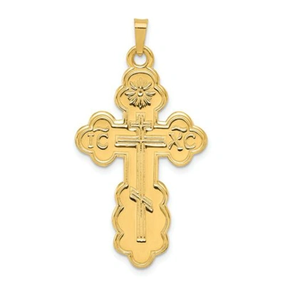 Pre-owned Goldia 14k Yellow Gold Solid Polished Casted Eastern Orthodox Cross Pendant