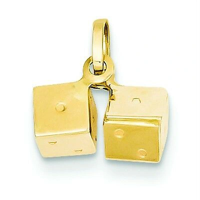 Pre-owned Goldia 14k Yellow Gold Polished Gambling 3-dimensional Hollow Dice Charm