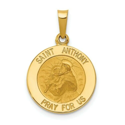 Pre-owned Saint Anthony 14k Yellow Gold Polished  "pray For Us" Religious Medal Pendant